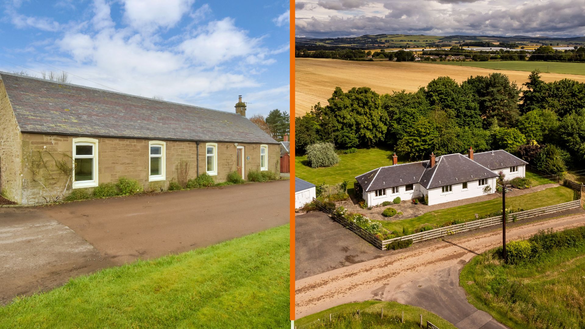 Steading Cottage and Whitehouse Cottage beside each other